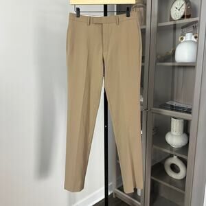 Sandro Formal Beige Slim Leg Trouser Pants 36 NEW Pleated Wool Bottoms